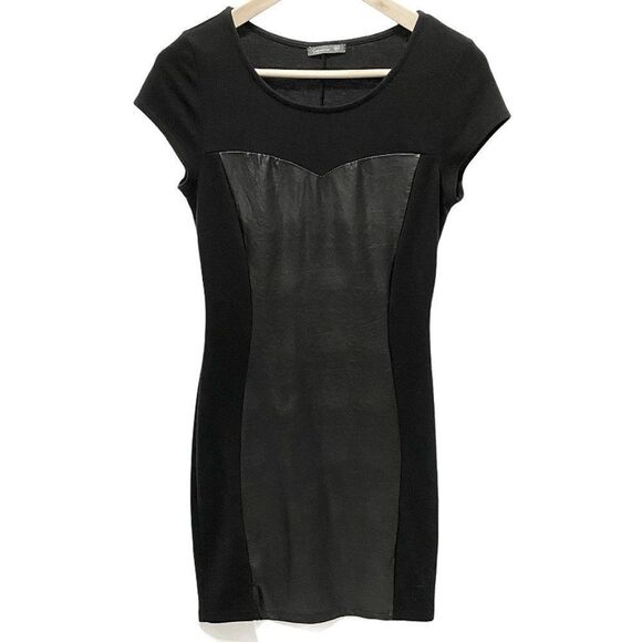 Soprano Black Faux Leather Short Sleeve Dress - Picture 1 of 3